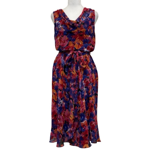 Lauren Ralph Lauren Dresses & Skirts - Lauren Ralph Lauren Floral Cowl Neck Belted Waisr Midi Dress